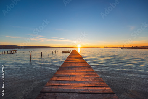 Fototapeta Naklejka Na Ścianę i Meble -  Sunset Over the lake HDR Image