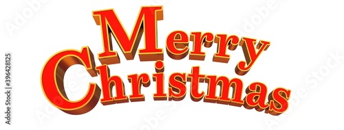 Merry Christmas text red and gold - 3D rendering