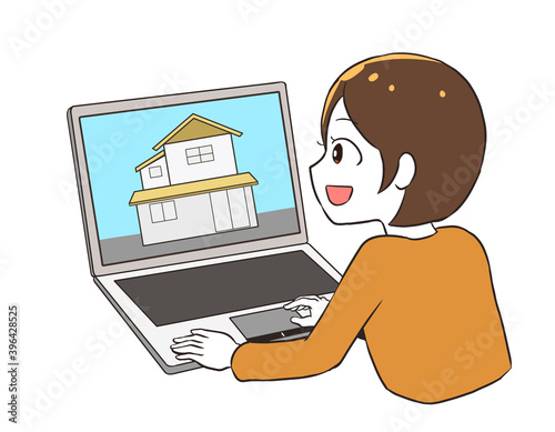 ネットで家を見る　女性