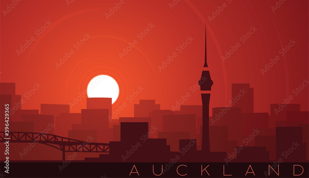 Auckland Low Sun Skyline Scene Auckland Low Sun Skyline Scene
