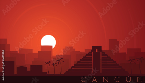 Cancun Low Sun Skyline Scene