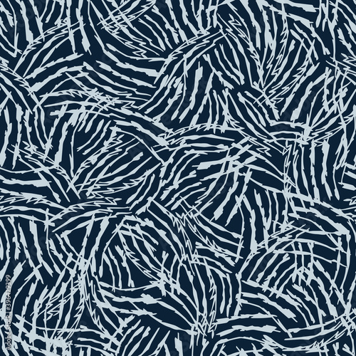 Vector blue mystery cat pen sketch animal scratch marks seamless texture background. Perfect for fabric, scrapbooking and wallpaper projects.