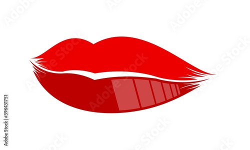 Woman red lips illustration vector logo