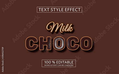 Editable milk choco text effect style illustrations