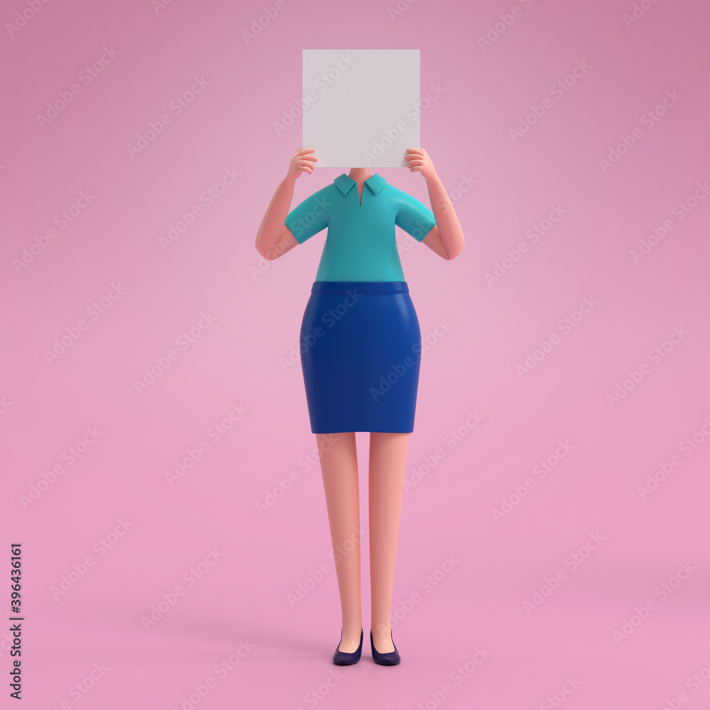 Cartoon characters holding an empty white placard for insert a concept.3d rendering,conceptual image. Cartoon characters holding an empty white placard for insert a concept.3d rendering,conceptual image.