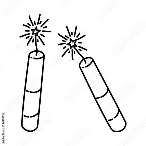 Firecrackers Loud Icon. Doodle Hand Drawn or Outline Icon Style