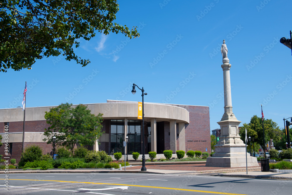 Peabody District Court at 1 Lowell Street in downtown Peabody, Massachusetts MA, USA. 