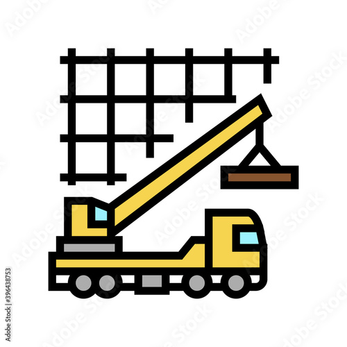 crane lifting building materials color icon vector. crane lifting building materials sign. isolated symbol illustration