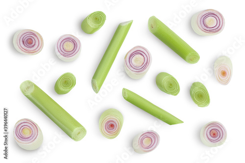 Fresh Lemongrass isolated on white background with clipping path. Top view. Flat lay photo
