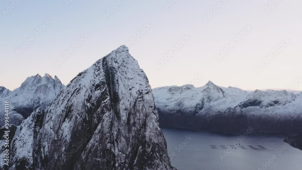 Mountain Peak Of Segla In Winter Sunrise
