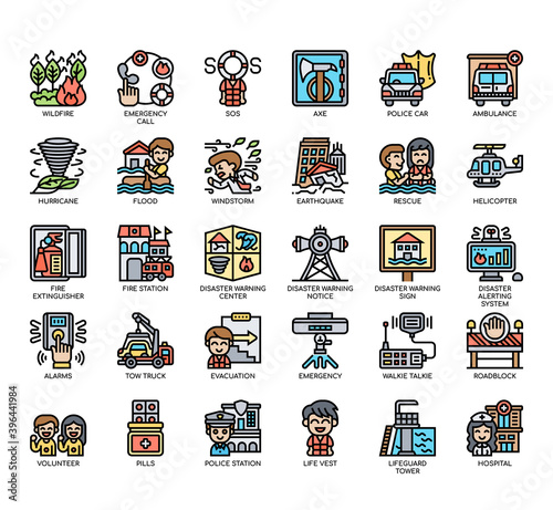 Set of Emergencies thin line and pixel perfect icons for any web and app project.