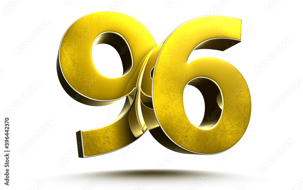 Gold numbers 96 isolated on white background illustration 3D rendering ...