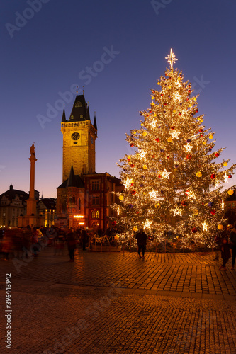 Christmas Mood on the night Old Town Square, Prague, Czech Republic