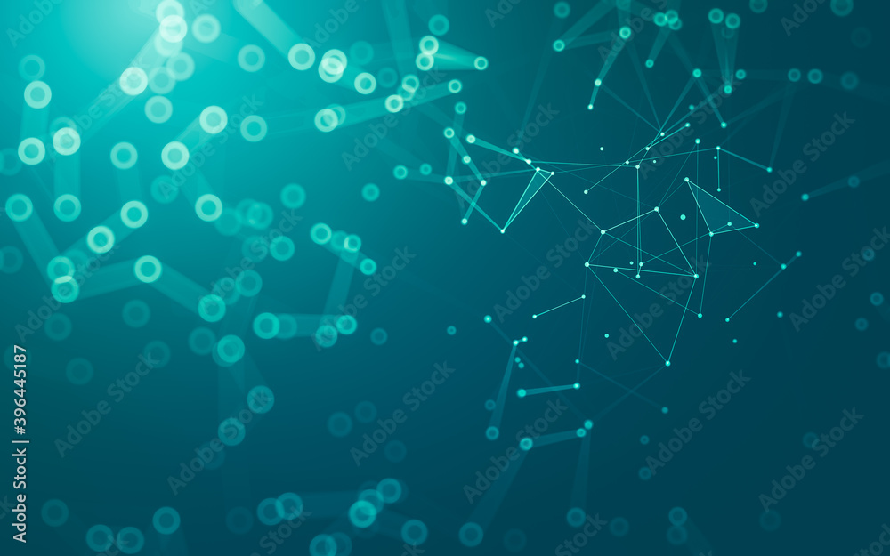 Abstract background. Molecules technology with polygonal shapes, connecting dots and lines. Connection structure. Big data visualization. Abstract background. Molecules technology with polygonal shapes, connecting dots and lines. Connection structure. Big data visualization.