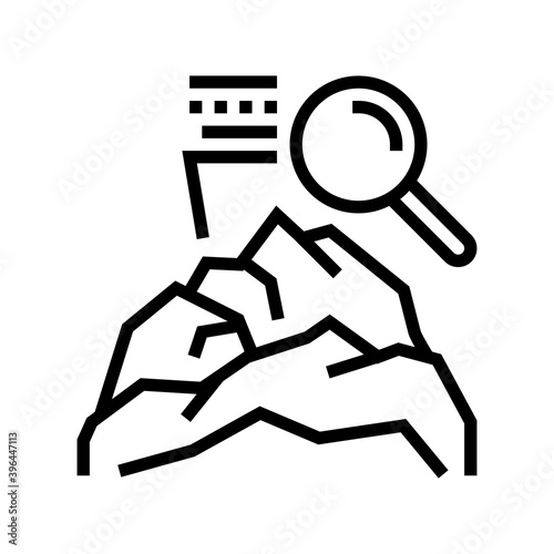 mountain research minerals line icon vector. mountain research minerals sign. isolated contour symbol black illustration