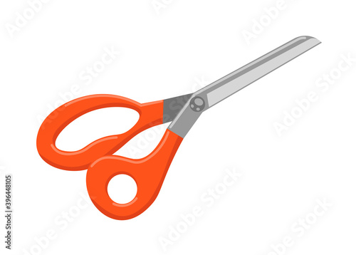 Cutting shear with red handle isolated on white background