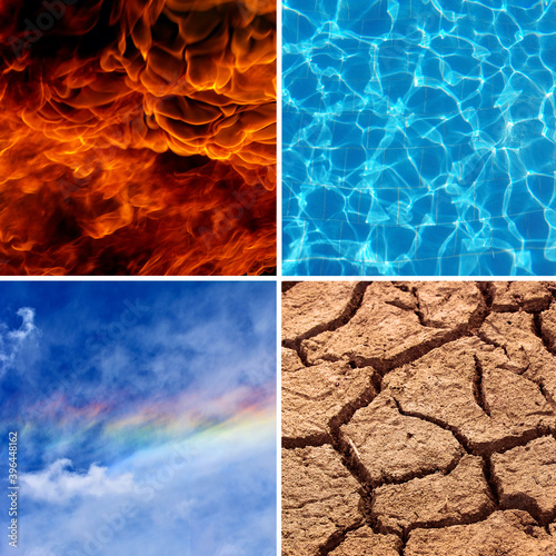 Four elements squares abstract background and texture.