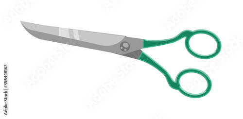 Closed scissors with wide blade isolated on white background