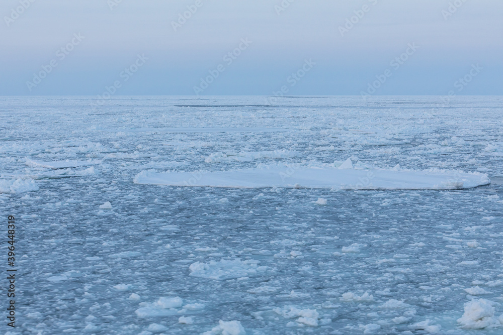 流氷と水平線