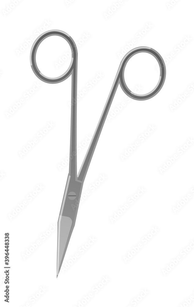 Special medical shears with short blade on white background Special medical shears with short blade on white background
