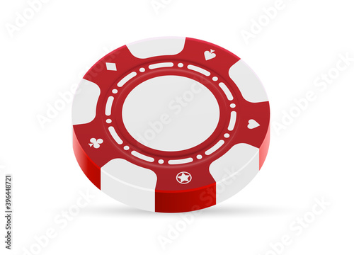 Playing round casino chip isolated on white background