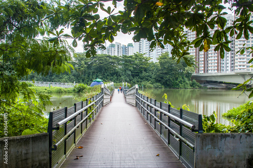 Canvas Print Singapore Nov 30th 2020: the view from Floating Wetland in Sengkang Riverside park,  located at Anchorvale Street and Fernvale Street abutting Sungei Punggol, also home to a constructed wetland