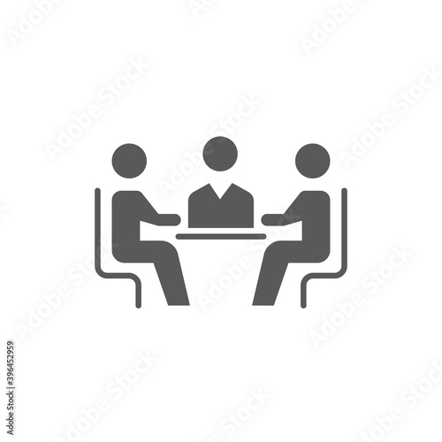 Business meeting icon, color, line, outline vector sign, linear style pictogram isolated on white. Symbol, logo illustration.