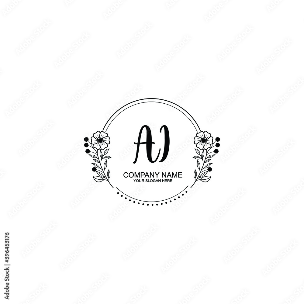 Initial AI Handwriting, Wedding Monogram Logo Design, Modern Minimalistic and Floral templates for Invitation cards	