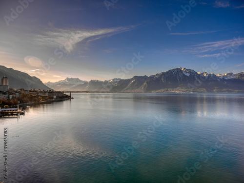 Sunrise Over Mountain Lake: Montreaux, Switzerland