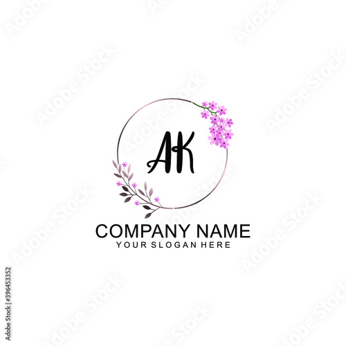 Initial AK Handwriting, Wedding Monogram Logo Design, Modern Minimalistic and Floral templates for Invitation cards 