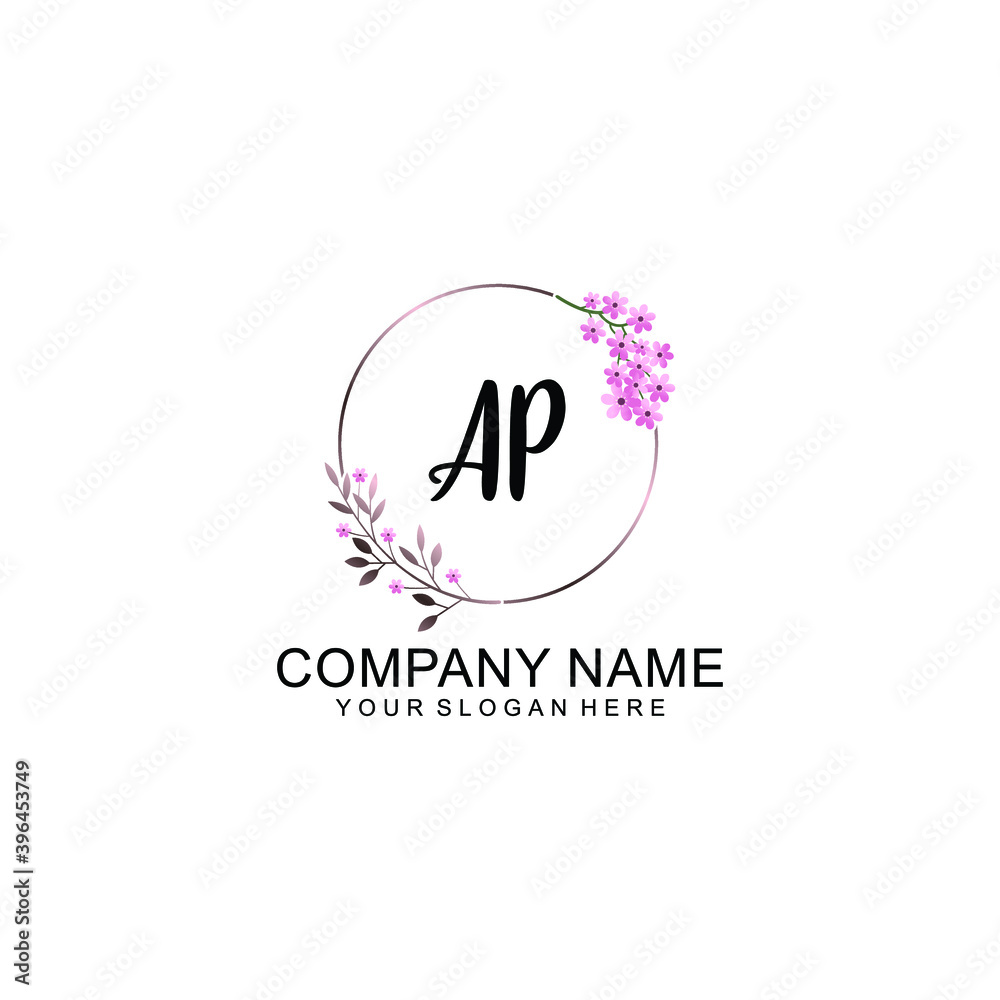 Initial AP Handwriting, Wedding Monogram Logo Design, Modern Minimalistic and Floral templates for Invitation cards	