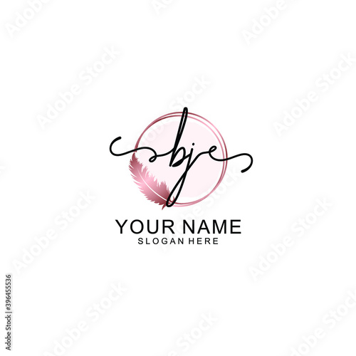 Initial BJ Handwriting, Wedding Monogram Logo Design, Modern Minimalistic and Floral templates for Invitation cards 