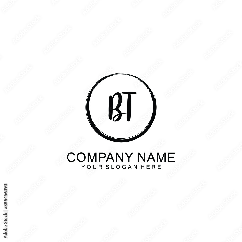 Initial BT Handwriting, Wedding Monogram Logo Design, Modern Minimalistic and Floral templates for Invitation cards	