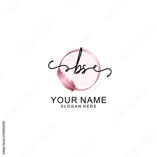 Initial BS Handwriting, Wedding Monogram Logo Design, Modern Minimalistic and Floral templates for Invitation cards 