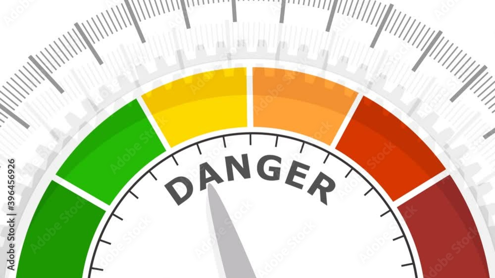 Color scale with arrow from red to green. The measuring device icon. Danger level indicator. Colorful infographic gauge element. 3D rendering. Color scale with arrow from red to green. The measuring device icon. Danger level indicator. Colorful infographic gauge element. 3D rendering.