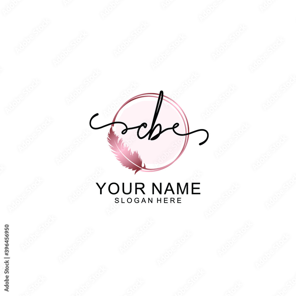 Initial CB Handwriting, Wedding Monogram Logo Design, Modern Minimalistic and Floral templates for Invitation cards	