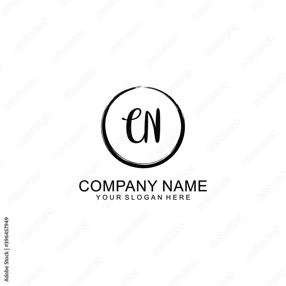 Initial CN Handwriting, Wedding Monogram Logo Design, Modern Minimalistic and Floral templates for Invitation cards	