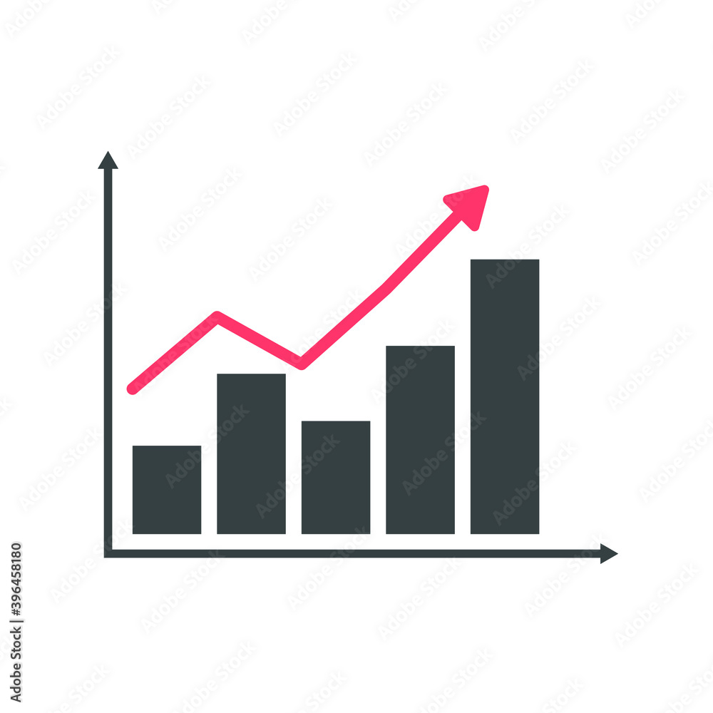 Rise diagram vector illustration good for icon or sticker. Diagram with red arrow. Rise diagram vector illustration good for icon or sticker. Diagram with red arrow.