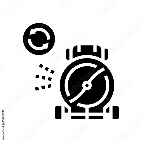 rotating blade of lawn mower glyph icon vector. rotating blade of lawn mower sign. isolated contour symbol black illustration