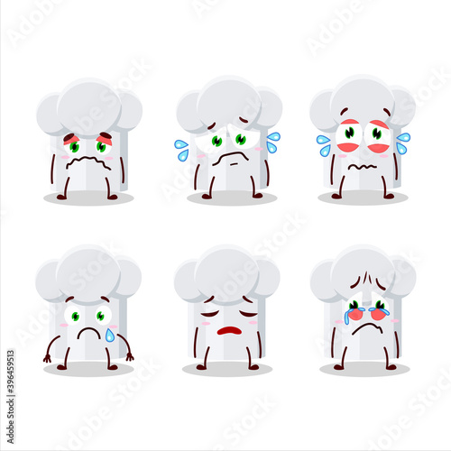 Chef hat cartoon character with sad expression