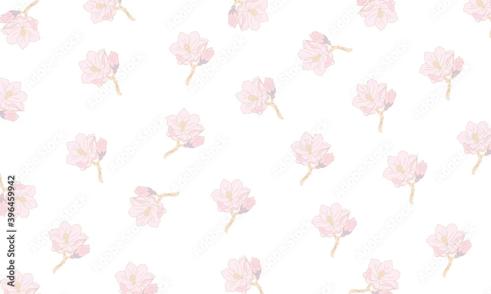 Seamless pink roses flower on white frame background