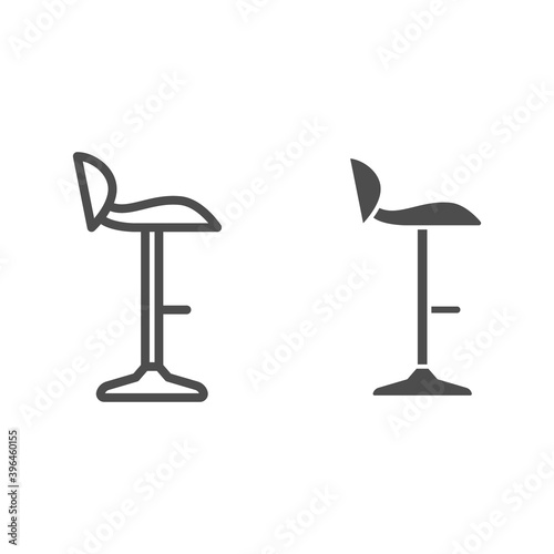 Bar stool line and solid icon, Bartenders Day concept, Furniture sign on white background, Bar chair icon in outline style for mobile concept and web design. Vector graphics.