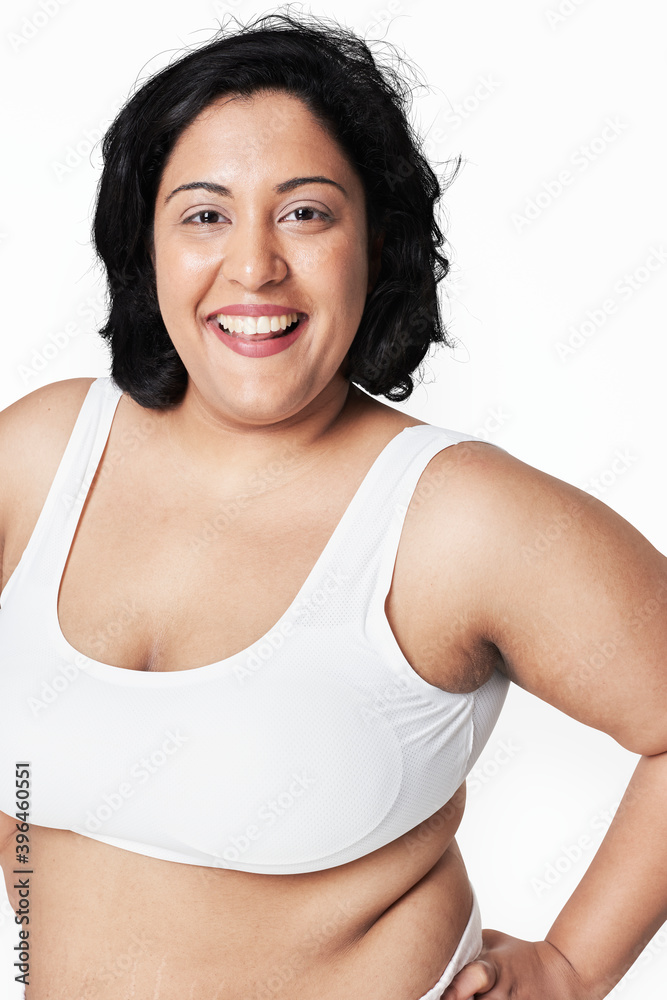 Body positivity curvy woman sportswear outfit