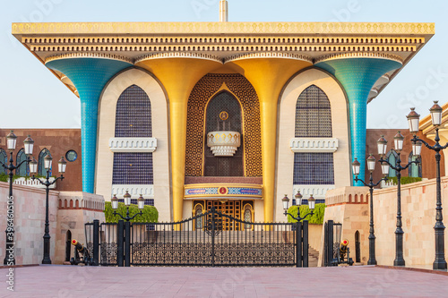 Middle East, Arabian Peninsula, Oman, Muscat. Al Alam Palace in Muscat. photo