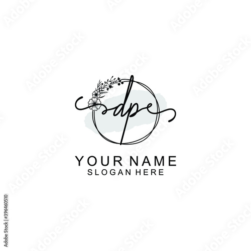 Initial DP Handwriting, Wedding Monogram Logo Design, Modern Minimalistic and Floral templates for Invitation cards