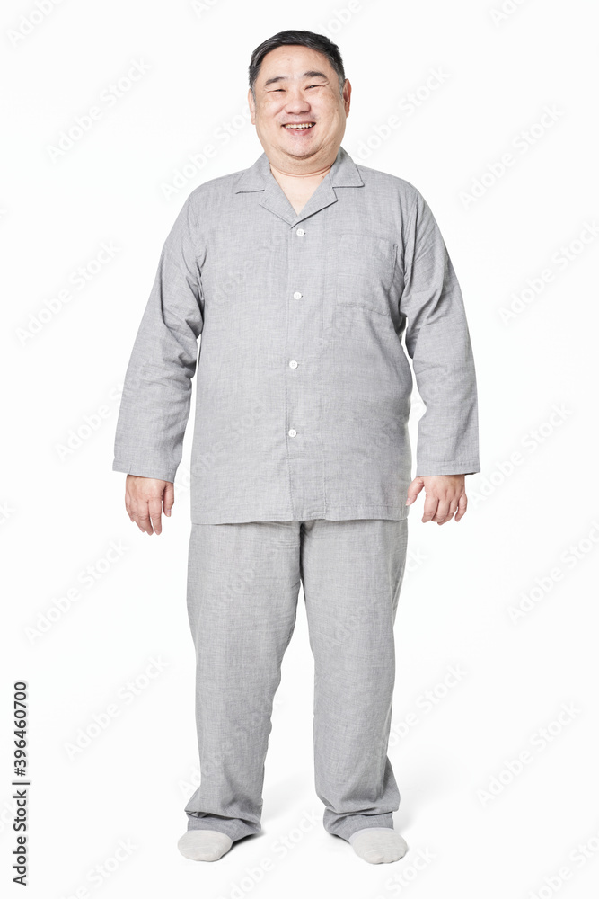 Plus size model gray sleepwear apparel full body mockup Plus size model gray sleepwear apparel full body mockup