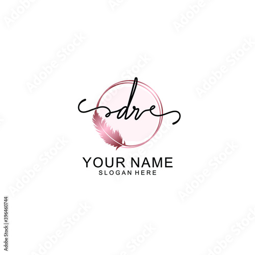 Initial DR Handwriting, Wedding Monogram Logo Design, Modern Minimalistic and Floral templates for Invitation cards