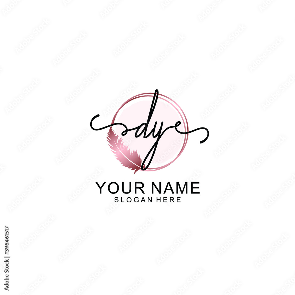 Initial DY Handwriting, Wedding Monogram Logo Design, Modern Minimalistic and Floral templates for Invitation cards