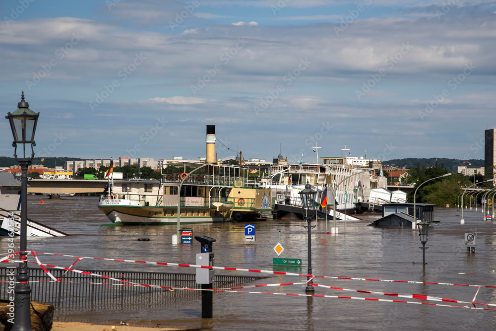 Dresden waterfront during floods in 2013