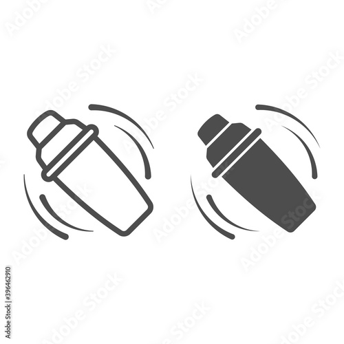 Shaking the shaker line and solid icon, Bartenders Day concept, Bar shaker sign on white background, cocktail shaker icon in outline style for mobile concept and web design. Vector graphics.